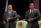 DRC President Joseph Kabila (right) with South African President Jacob Zuma at the People's Palace in Kinshasa, October 30, 2013. Photo via Government ZA.