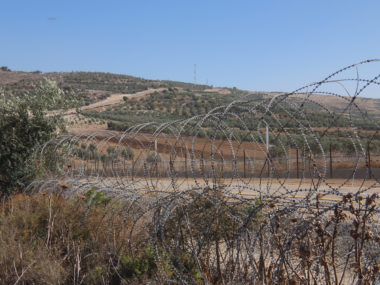 Barbed wire fence separating Palestinian territory from Israel. Photo courtesy of Davidbena.